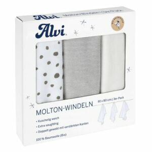 Alvi® Molton-Windeln 3er Pack Aqua Dot 80 x 80 cm