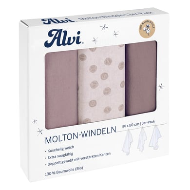 Alvi® Molton-Windeln 3er Pack Curly Dots 80 x 80 cm
