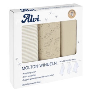 Alvi® Molton-Windeln 3er Pack Starfant 80 x 80 cm