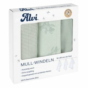 Alvi® Mullwindeln 3er Pack Teddy 1961 80 x 80 cm