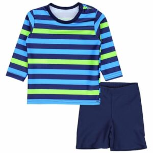 Aquarti Baby Jungen Bade-Set Zweiteiliger Badeanzug T-Shirt Hose grün/blau