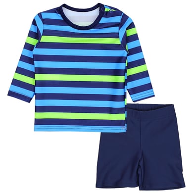 Aquarti Baby Jungen Bade-Set Zweiteiliger Badeanzug T-Shirt Hose grün/blau