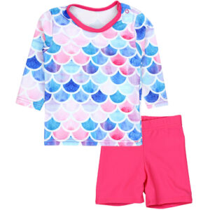 Aquarti Baby Mädchen Zweiteiler Badeanzug Bade-Set Bade T-Shirt Badehose rosa