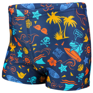 Aquarti Jungen Badehose Gestreift mit Motiven dunkelrot