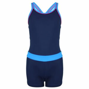 Aquarti Mädchen Badeanzug mit Bein Racerback blau