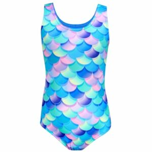 Aquarti Mädchen Badeanzug mit Ringerrücken Print violett