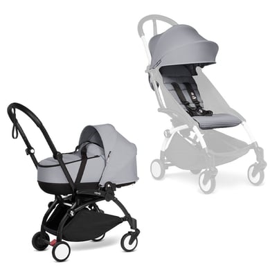 BABYZEN Kinderwagen YOYO2 0+ Black mit Liegewanne und Textilset Stone