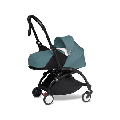 BABYZEN Kinderwagen YOYO2 0+ Black mit Neugeborenenaufsatz Aqua