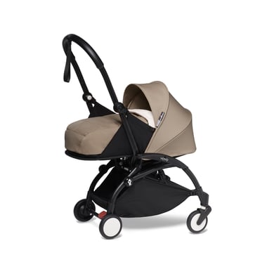 BABYZEN Kinderwagen YOYO2 0+ Black mit Neugeborenenaufsatz Taupe