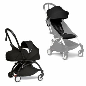 BABYZEN Kinderwagen YOYO2 0+ Black mit Neugeborenenaufsatz und Textilset Black