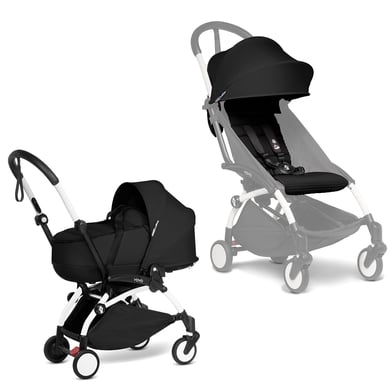 BABYZEN Kinderwagen YOYO2 0+ White mit Liegewanne und Textilset Black