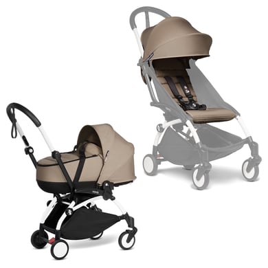 BABYZEN Kinderwagen YOYO2 0+ White mit Liegewanne und Textilset Taupe