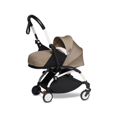 BABYZEN Kinderwagen YOYO2 0+ White mit Neugeborenenaufsatz Taupe