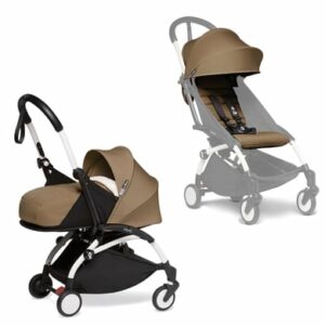 BABYZEN Kinderwagen YOYO2 0+ White mit Neugeborenenaufsatz und Textilset Toffee