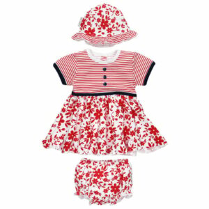 Baby Sweets 3tlg Set Kleid + Shorts + Mütze Lieblingsstücke Kleider rot weiß