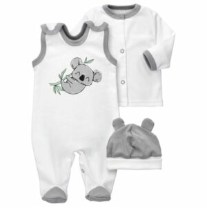 Baby Sweets 3tlg Set Strampler + Shirt + Mütze Baby Koala weiß grau