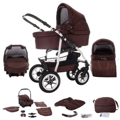 Bebebi Bellami / 3 in 1 Kombi Kinderwagen Set / Hartgummireifen Bellachoco