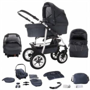 Bebebi Bellami / 3 in 1 Kombi Kinderwagen Set / Hartgummireifen Bellagrey