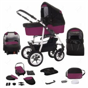 Bebebi Bellami / 3 in 1 Kombi Kinderwagen Set / Hartgummireifen Bellaviola