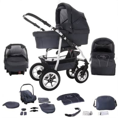 Bebebi Bellami / 3 in 1 Kombi Kinderwagen Set / Luftreifen Bellagrey