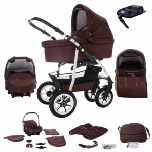 Bebebi Bellami / 4 in 1 Kinderwagen Komplettset / ISOFIX Basis / Hartgummireifen Bellachoco