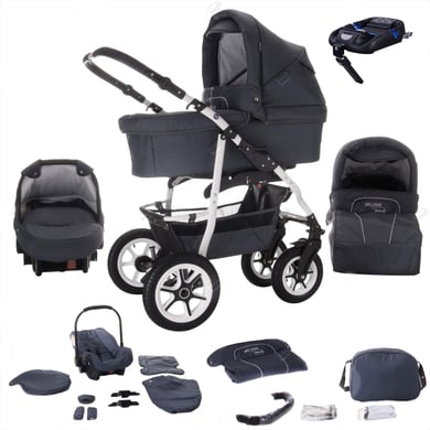 Bebebi Bellami / 4 in 1 Kinderwagen Komplettset / ISOFIX Basis / Hartgummireifen Bellagrey