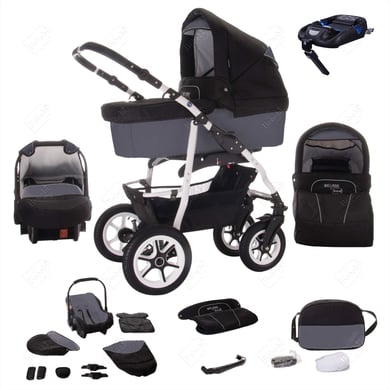 Bebebi Bellami / 4 in 1 Kinderwagen Komplettset / ISOFIX Basis / Hartgummireifen Bellagrigio