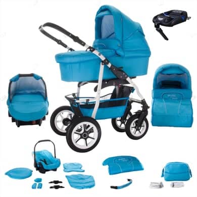 Bebebi Bellami / 4 in 1 Kinderwagen Komplettset / ISOFIX Basis / Hartgummireifen Bellaqua