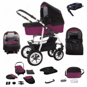 Bebebi Bellami / 4 in 1 Kinderwagen Komplettset / ISOFIX Basis / Hartgummireifen Bellaviola