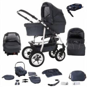 Bebebi Bellami / 4 in 1 Kinderwagen Komplettset / ISOFIX Basis / Luftreifen Bellagrey