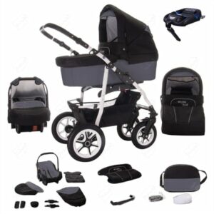 Bebebi Bellami / 4 in 1 Kinderwagen Komplettset / ISOFIX Basis / Luftreifen Bellagrigio