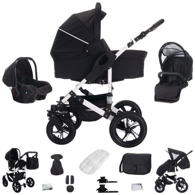 Bebebi Florida / 3 in 1 Kombi Kinderwagen Set / Hartgummireifen Floblack