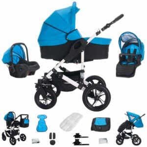 Bebebi Florida / 3 in 1 Kombi Kinderwagen Set / Hartgummireifen Floblue