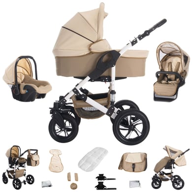 Bebebi Florida / 3 in 1 Kombi Kinderwagen Set / Hartgummireifen Flocream