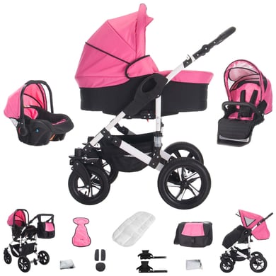 Bebebi Florida / 3 in 1 Kombi Kinderwagen Set / Hartgummireifen Flopink