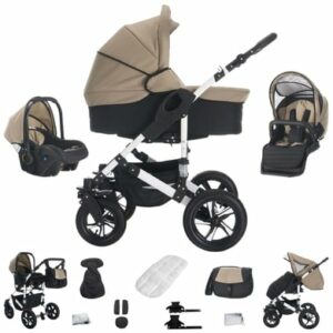 Bebebi Florida / 3 in 1 Kombi Kinderwagen Set / Hartgummireifen Flotaupe