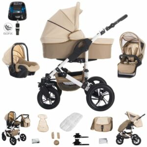 Bebebi Florida / 4 in 1 Kinderwagen Komplettset / ISOFIX Basis / Hartgummireifen Flocream