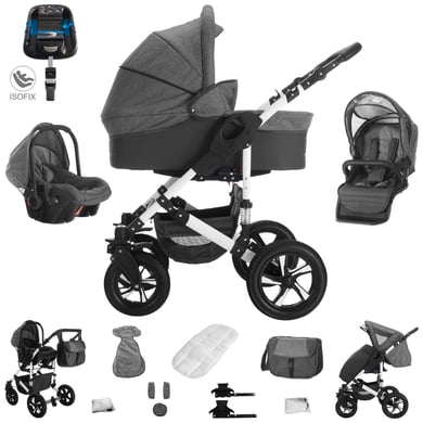 Bebebi Florida / 4 in 1 Kinderwagen Komplettset / ISOFIX Basis / Hartgummireifen Flojeans