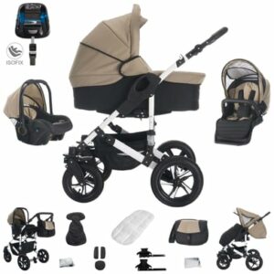 Bebebi Florida / 4 in 1 Kinderwagen Komplettset / ISOFIX Basis / Hartgummireifen Flotaupe