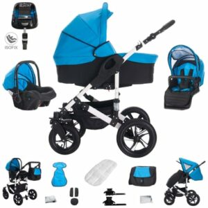 Bebebi Florida / 4 in 1 Kinderwagen Komplettset / ISOFIX Basis / Luftreifen Floblue