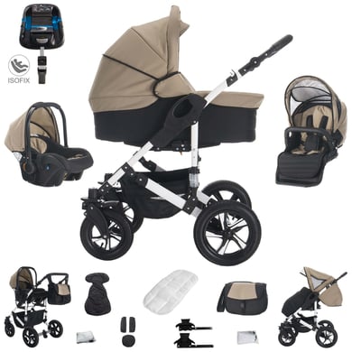 Bebebi Florida / 4 in 1 Kinderwagen Komplettset / ISOFIX Basis / Luftreifen Flotaupe