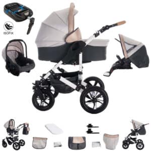 Bebebi myVARIO / 4 in 1 Kinderwagen Komplettset / ISOFIX Basis / Hartgummireifen myHoney