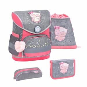 Belmil Schulranzen Compact Schulranzen Set 4-teilig mit Brustgurt Little Owl