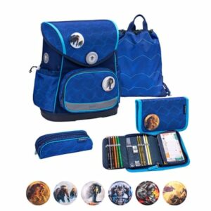 Belmil Schulranzen Premium Compact Plus Set 5-teilig Estate Blue