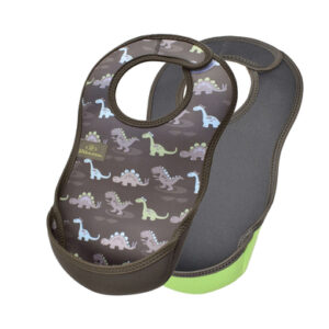 Bibetta Neopren-Lätzchen UltraBib® Dinosaurier/ warmes grau