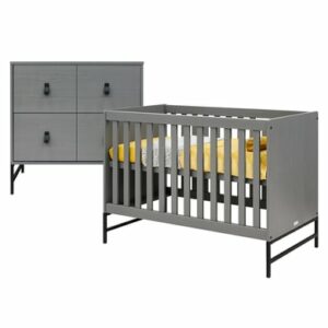 Bopita Babyzimmer Milo 2-teilig 60 x 120 cm steel grey