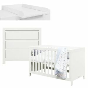 Bopita Babyzimmer Thijn 2-teilig 60 x 120 cm weiß mit Wickelaufsatz