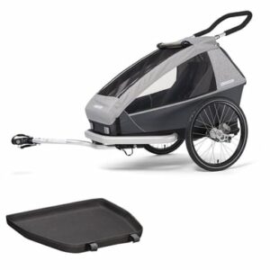 CROOZER Kinderfahrradanhänger Kid Keeke 1 Stone Grey inklusive Fußraumschutzwanne