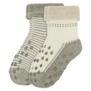 Camano Socken Baby Crawling ABS 2er-Pack grey melange