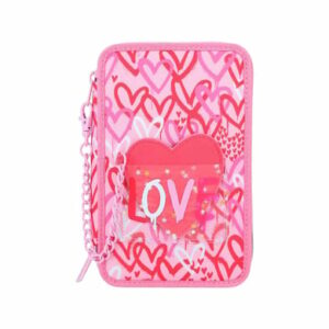 Depesche 3-Fach Federtasche mit Stifte TOPModel 20 x 13 cm pink